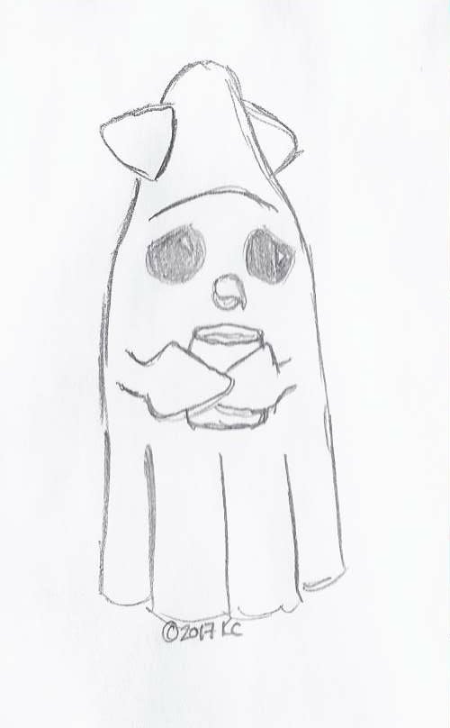 Sad landsquid with tea