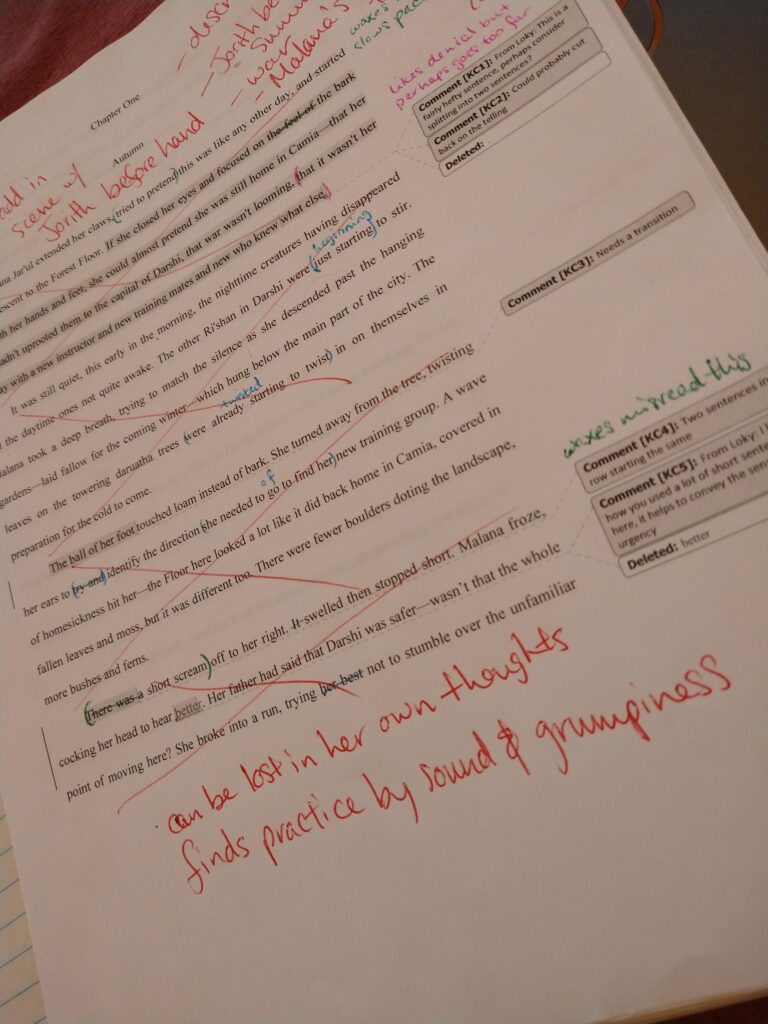 A scribbled on printout of a story