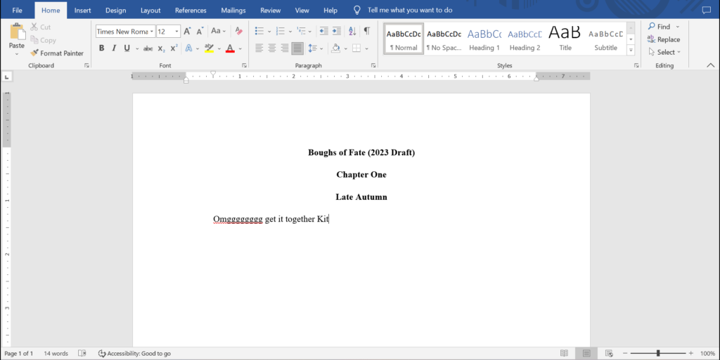 A poorly executed first chapter